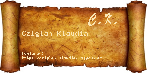 Cziglan Klaudia névjegykártya